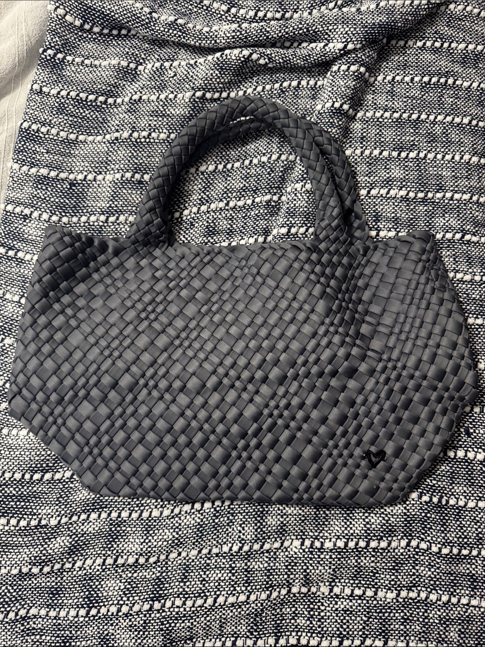 Prenelove Woven Top-Handle Tote Bag – Grey